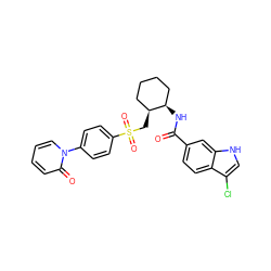 O=C(N[C@@H]1CCCC[C@@H]1CS(=O)(=O)c1ccc(-n2ccccc2=O)cc1)c1ccc2c(Cl)c[nH]c2c1 ZINC000028822938