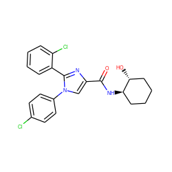 O=C(N[C@@H]1CCCC[C@H]1O)c1cn(-c2ccc(Cl)cc2)c(-c2ccccc2Cl)n1 ZINC000028702502