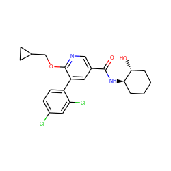 O=C(N[C@@H]1CCCC[C@H]1O)c1cnc(OCC2CC2)c(-c2ccc(Cl)cc2Cl)c1 ZINC000103247992