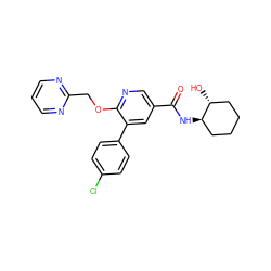 O=C(N[C@@H]1CCCC[C@H]1O)c1cnc(OCc2ncccn2)c(-c2ccc(Cl)cc2)c1 ZINC000103247979