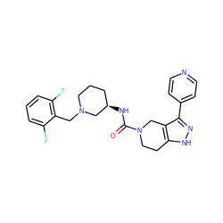 O=C(N[C@@H]1CCCN(Cc2c(F)cccc2F)C1)N1CCc2[nH]nc(-c3ccncc3)c2C1 ZINC000145943352