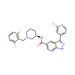 O=C(N[C@@H]1CCCN(Cc2c(F)cccc2F)C1)c1ccc2[nH]nc(-c3ccnc(Cl)c3)c2c1 ZINC000221935070