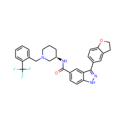 O=C(N[C@@H]1CCCN(Cc2ccccc2C(F)(F)F)C1)c1ccc2[nH]nc(-c3ccc4c(c3)CCO4)c2c1 ZINC000147813298