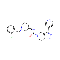 O=C(N[C@@H]1CCCN(Cc2ccccc2Cl)C1)N1CCc2[nH]nc(-c3ccncc3)c2C1 ZINC000114630572