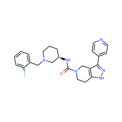 O=C(N[C@@H]1CCCN(Cc2ccccc2F)C1)N1CCc2[nH]nc(-c3ccncc3)c2C1 ZINC000114630953