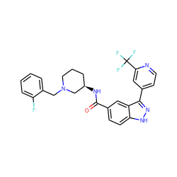 O=C(N[C@@H]1CCCN(Cc2ccccc2F)C1)c1ccc2[nH]nc(-c3ccnc(C(F)(F)F)c3)c2c1 ZINC000147816976