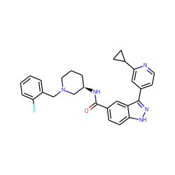 O=C(N[C@@H]1CCCN(Cc2ccccc2F)C1)c1ccc2[nH]nc(-c3ccnc(C4CC4)c3)c2c1 ZINC000147806838