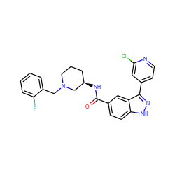 O=C(N[C@@H]1CCCN(Cc2ccccc2F)C1)c1ccc2[nH]nc(-c3ccnc(Cl)c3)c2c1 ZINC000147776205