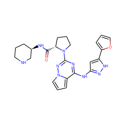 O=C(N[C@@H]1CCCNC1)[C@@H]1CCCN1c1nc(Nc2cc(-c3ccco3)[nH]n2)c2cccn2n1 ZINC000143146710