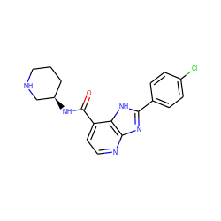 O=C(N[C@@H]1CCCNC1)c1ccnc2nc(-c3ccc(Cl)cc3)[nH]c12 ZINC000068249338