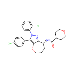 O=C(N[C@@H]1CCCOc2c1nn(-c1ccccc1Cl)c2-c1ccc(Cl)cc1)C1CCOCC1 ZINC000084707010