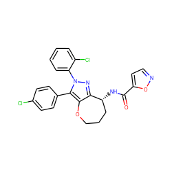 O=C(N[C@@H]1CCCOc2c1nn(-c1ccccc1Cl)c2-c1ccc(Cl)cc1)c1ccno1 ZINC000084670448