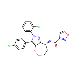 O=C(N[C@@H]1CCCOc2c1nn(-c1ccccc1Cl)c2-c1ccc(Cl)cc1)c1ccon1 ZINC000084670446