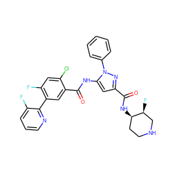 O=C(N[C@@H]1CCNC[C@@H]1F)c1cc(NC(=O)c2cc(-c3ncccc3F)c(F)cc2Cl)n(-c2ccccc2)n1 ZINC001772599164