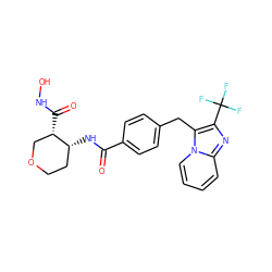 O=C(N[C@@H]1CCOC[C@@H]1C(=O)NO)c1ccc(Cc2c(C(F)(F)F)nc3ccccn23)cc1 ZINC000029127148