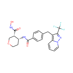 O=C(N[C@@H]1CCOC[C@@H]1C(=O)NO)c1ccc(Cc2c(C(F)(F)F)nn3ccccc23)cc1 ZINC000013982556