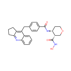 O=C(N[C@@H]1CCOC[C@@H]1C(=O)NO)c1ccc(Cc2c3c(nc4ccccc24)CCC3)cc1 ZINC000028821971