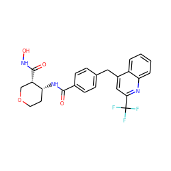 O=C(N[C@@H]1CCOC[C@@H]1C(=O)NO)c1ccc(Cc2cc(C(F)(F)F)nc3ccccc23)cc1 ZINC000028821961