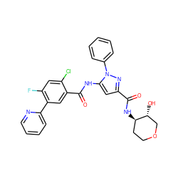 O=C(N[C@@H]1CCOC[C@H]1O)c1cc(NC(=O)c2cc(-c3ccccn3)c(F)cc2Cl)n(-c2ccccc2)n1 ZINC001772657914