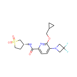 O=C(N[C@@H]1CCS(=O)(=O)C1)c1ccc(N2CC(F)(F)C2)c(OCC2CC2)n1 ZINC000207738253