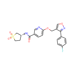 O=C(N[C@@H]1CCS(=O)(=O)C1)c1ccc(OCc2conc2-c2ccc(F)cc2)nc1 ZINC000149314447