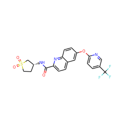 O=C(N[C@@H]1CCS(=O)(=O)C1)c1ccc2cc(Oc3ccc(C(F)(F)F)cn3)ccc2n1 ZINC001772612935