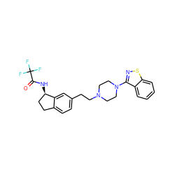 O=C(N[C@@H]1CCc2ccc(CCN3CCN(c4nsc5ccccc45)CC3)cc21)C(F)(F)F ZINC000029038581