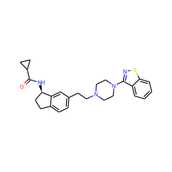 O=C(N[C@@H]1CCc2ccc(CCN3CCN(c4nsc5ccccc45)CC3)cc21)C1CC1 ZINC000029038602