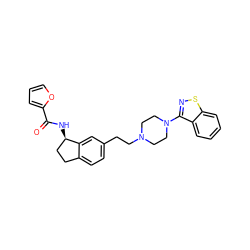 O=C(N[C@@H]1CCc2ccc(CCN3CCN(c4nsc5ccccc45)CC3)cc21)c1ccco1 ZINC000029038685