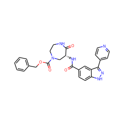 O=C(N[C@@H]1CN(C(=O)OCc2ccccc2)CCNC1=O)c1ccc2[nH]nc(-c3ccncc3)c2c1 ZINC000147801160