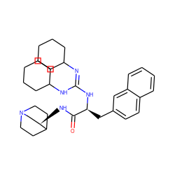 O=C(N[C@@H]1CN2CCC1CC2)[C@H](Cc1ccc2ccccc2c1)N/C(=N/C1CCCCC1)NC1CCCCC1 ZINC000013832715