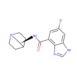 O=C(N[C@@H]1CN2CCC1CC2)c1cc(Br)cc2[nH]cnc12 ZINC000000385643