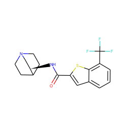 O=C(N[C@@H]1CN2CCC1CC2)c1cc2cccc(C(F)(F)F)c2s1 ZINC000149308146