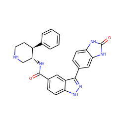 O=C(N[C@@H]1CNCC[C@H]1c1ccccc1)c1ccc2[nH]nc(-c3ccc4[nH]c(=O)[nH]c4c3)c2c1 ZINC000199803065