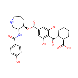 O=C(N[C@@H]1CNCCC[C@H]1OC(=O)c1cc(O)c(C(=O)[C@@H]2CCCC[C@H]2C(=O)O)c(O)c1)c1ccc(O)cc1 ZINC000014944112