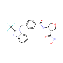 O=C(N[C@@H]1COC[C@@H]1C(=O)NO)c1ccc(Cn2c(C(F)(F)F)nc3ccccc32)cc1 ZINC000029038084