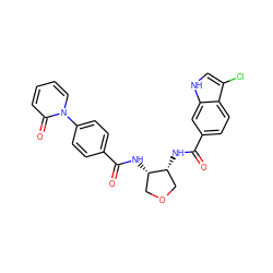 O=C(N[C@@H]1COC[C@@H]1NC(=O)c1ccc(-n2ccccc2=O)cc1)c1ccc2c(Cl)c[nH]c2c1 ZINC000028826200