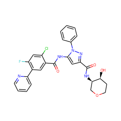 O=C(N[C@@H]1COCC[C@@H]1O)c1cc(NC(=O)c2cc(-c3ccccn3)c(F)cc2Cl)n(-c2ccccc2)n1 ZINC001772649537