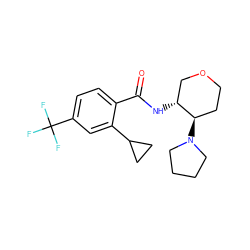 O=C(N[C@@H]1COCC[C@H]1N1CCCC1)c1ccc(C(F)(F)F)cc1C1CC1 ZINC000118613229