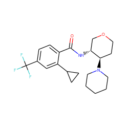 O=C(N[C@@H]1COCC[C@H]1N1CCCCC1)c1ccc(C(F)(F)F)cc1C1CC1 ZINC000118612597