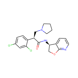 O=C(N[C@@H]1COc2ncccc21)[C@H](CN1CCCC1)c1ccc(Cl)cc1Cl ZINC000146595858