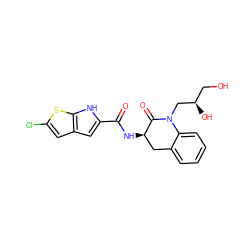 O=C(N[C@@H]1Cc2ccccc2N(C[C@H](O)CO)C1=O)c1cc2cc(Cl)sc2[nH]1 ZINC000028818337