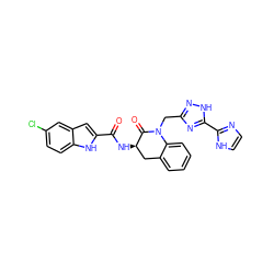 O=C(N[C@@H]1Cc2ccccc2N(Cc2n[nH]c(-c3ncc[nH]3)n2)C1=O)c1cc2cc(Cl)ccc2[nH]1 ZINC000013587933