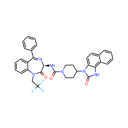 O=C(N[C@@H]1N=C(c2ccccc2)c2ccccc2N(CC(F)(F)F)C1=O)N1CCC(n2c(=O)[nH]c3c4ccccc4ccc32)CC1 ZINC000036177920