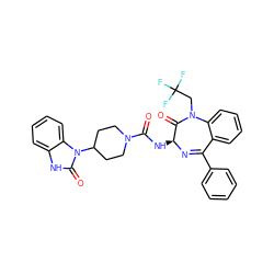 O=C(N[C@@H]1N=C(c2ccccc2)c2ccccc2N(CC(F)(F)F)C1=O)N1CCC(n2c(=O)[nH]c3ccccc32)CC1 ZINC000036177779