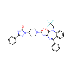 O=C(N[C@@H]1N=C(c2ccccc2)c2ccccc2N(CC(F)(F)F)C1=O)N1CCC(n2nc(-c3ccccc3)[nH]c2=O)CC1 ZINC000036177915