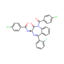 O=C(N[C@@H]1N=C(c2ccccc2F)c2ccccc2N(C(=O)c2ccc(Cl)cc2)C1=O)c1ccc(Cl)cc1 ZINC000026294419