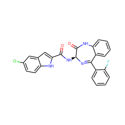 O=C(N[C@@H]1N=C(c2ccccc2F)c2ccccc2NC1=O)c1cc2cc(Cl)ccc2[nH]1 ZINC000013601717