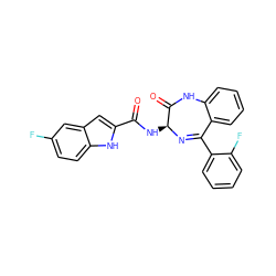 O=C(N[C@@H]1N=C(c2ccccc2F)c2ccccc2NC1=O)c1cc2cc(F)ccc2[nH]1 ZINC000013601713