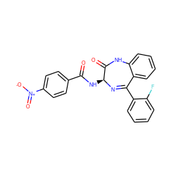 O=C(N[C@@H]1N=C(c2ccccc2F)c2ccccc2NC1=O)c1ccc([N+](=O)[O-])cc1 ZINC000013601548